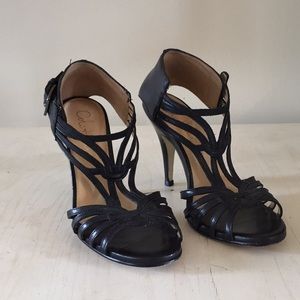 Black strappy high heel